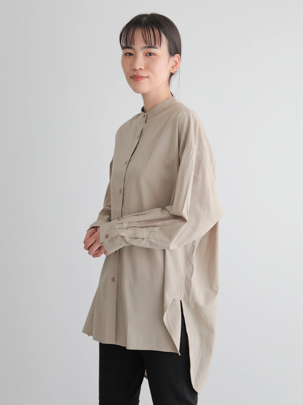 アウトレット バンドカラーシャツチュニック アイボリー グレーベージュ ストライプ チェック American Holic アメリカンホリック のレディースチュニック Ha04l0g0190 ファッション通販のstripe Club