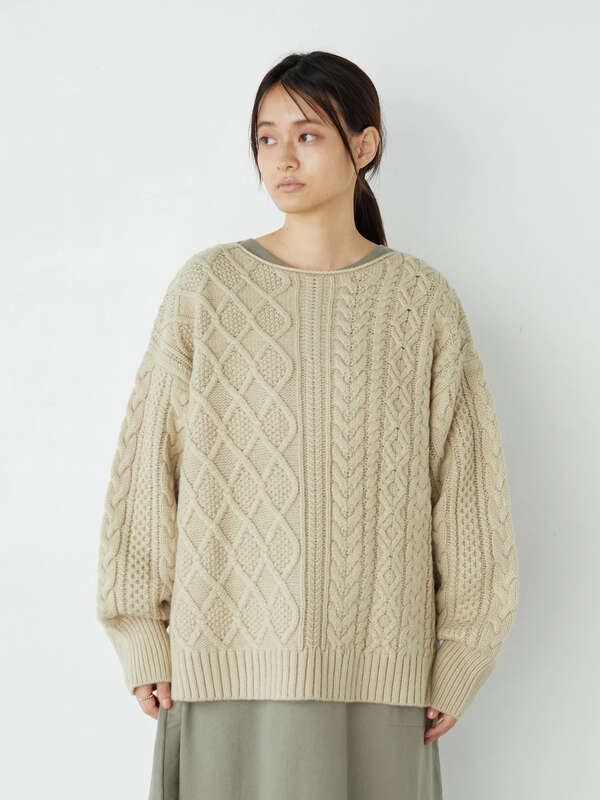 アウトレット ボートネックケーブルニットプルオーバー ブラック ライトベージュ ブラウン オリーブ ブルー American Holic アメリカンホリック のレディースニット セーター Ha07l2c0390 ファッション通販のstripe Club