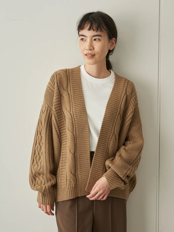 ケーブルショートカーディガン アイボリー モカ American Holic アメリカンホリック のレディースカーディガン Ha07l2d0500 ファッション通販のstripe Club