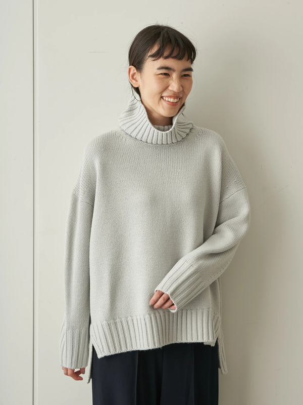 タートルネックざっくりニットプルオーバー ライトグレー 杢ライトグレー ベージュ イエロー サックスブルー ネイビー American Holic アメリカンホリック のレディースニット セーター Ha07l2c2600 ファッション通販のstripe Club