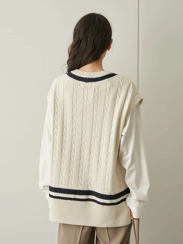 Baila 2月号掲載 チルデンニットベスト アイボリー American Holic アメリカンホリック のレディースベスト Ha11l2x0190 ファッション通販のstripe Club