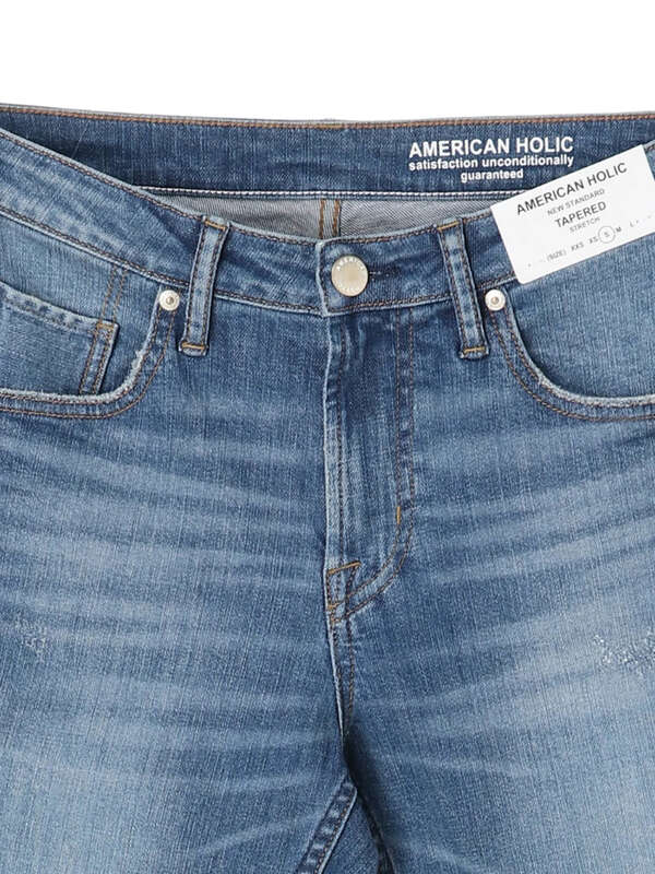 テーパードダメージデニム ライトインディゴ American Holic アメリカンホリック のレディースパンツ Ha11l0f0600 ファッション通販のstripe Club