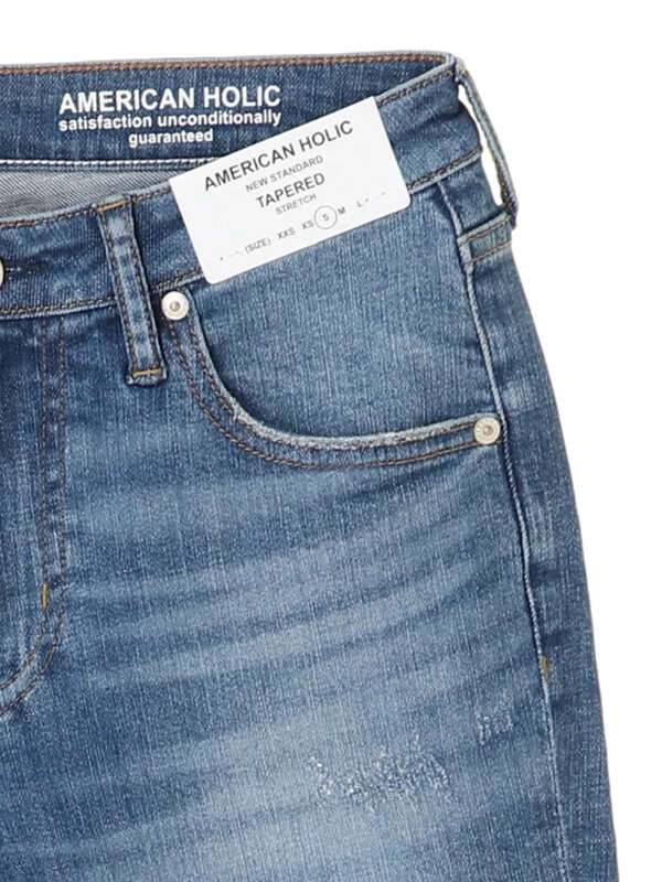テーパードダメージデニム ライトインディゴ American Holic アメリカンホリック のレディースパンツ Ha11l0f0600 ファッション通販のstripe Club