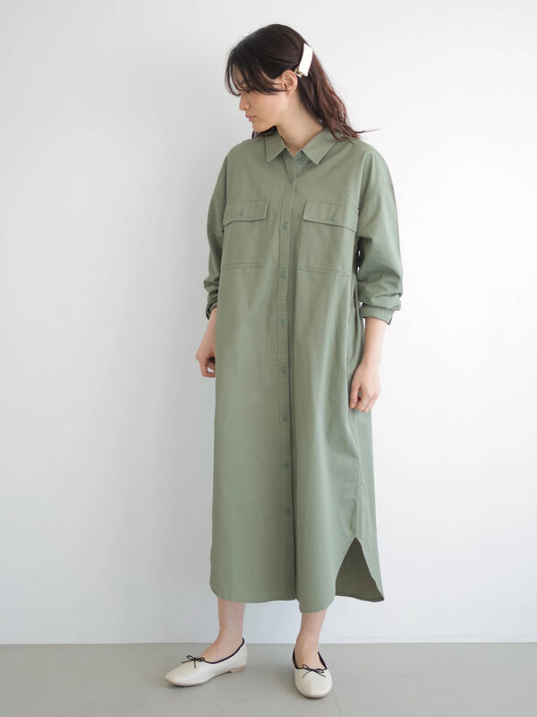 アウトレット 綿cpoシャツワンピース ベージュ カーキ ライトインディゴ American Holic アメリカンホリック のレディース ワンピース Ha11l0h00 ファッション通販のstripe Club