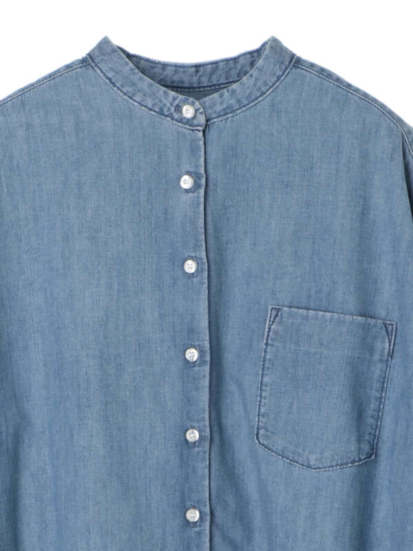 前後差スタンドカラーデニムシャツ インディゴ American Holic アメリカンホリック のレディースシャツ ブラウス Ha11l0a0800 ファッション通販のstripe Club