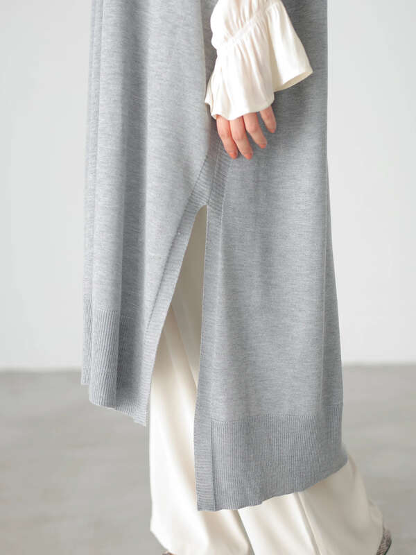 Lee 3月号掲載 Vネックニットワンピース ライトグレー 杢ライトグレー ネイビー American Holic アメリカンホリック のレディースワンピース Ha11l2h0490 ファッション通販のstripe Club