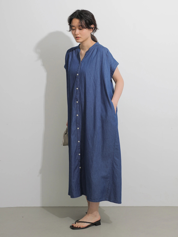 アウトレット フレンチスリーブデニムギャザーワンピース インディゴ American Holic アメリカンホリック のレディースワンピース Ha12l0h0100 ファッション通販のstripe Club