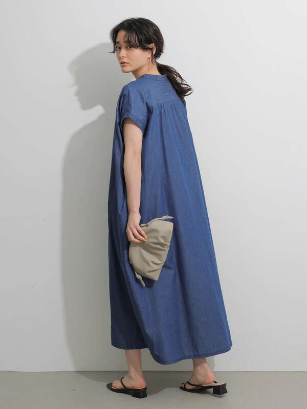 アウトレット フレンチスリーブデニムギャザーワンピース インディゴ American Holic アメリカンホリック のレディースワンピース Ha12l0h0100 ファッション通販のstripe Club