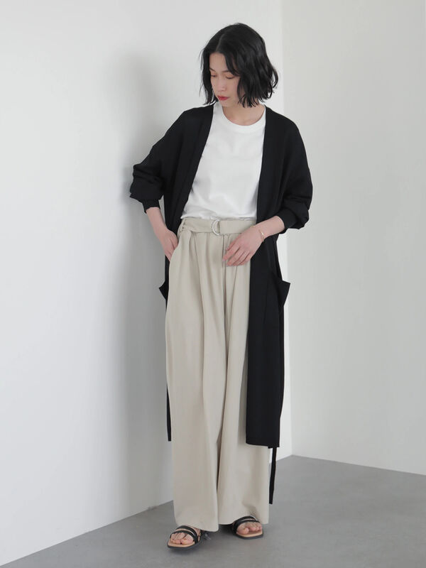 アウトレット 接触冷感 ベルト付きニットロングカーディガン アイボリー ライトグレー ブラック ライトベージュ American Holic アメリカンホリック のレディースカーディガン Ha16l2d0100 ファッション通販のstripe Club