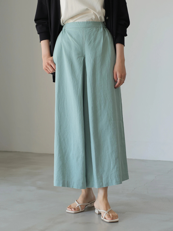 リネンブレンドタックガウチョパンツ ベージュ ブラウン サックスブルー American Holic アメリカンホリック のレディースパンツ Ha16l0f0490 ファッション通販のstripe Club