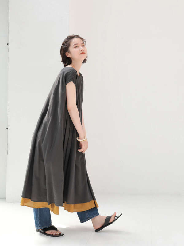 アウトレット リバーシブルツートンカラーワンピース チャコールグレー モカ ストライプ フラワー American Holic アメリカンホリック のレディースワンピース Hp16l0h00 ファッション通販のstripe Club