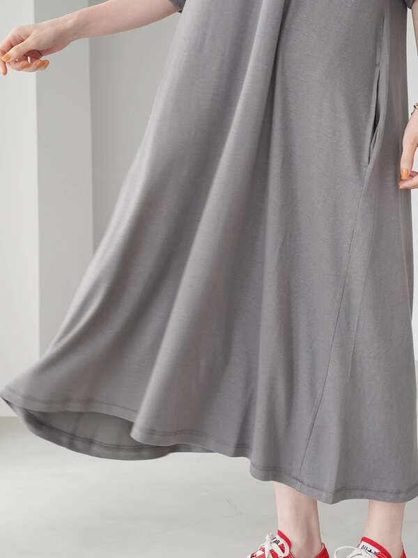 古着 ライトスラブ半袖カットワンピース オフホワイト チャコールグレー サックスブルー American Holic アメリカンホリック のレディースワンピース Ha13l1h0100 ファッション通販のstripe Club