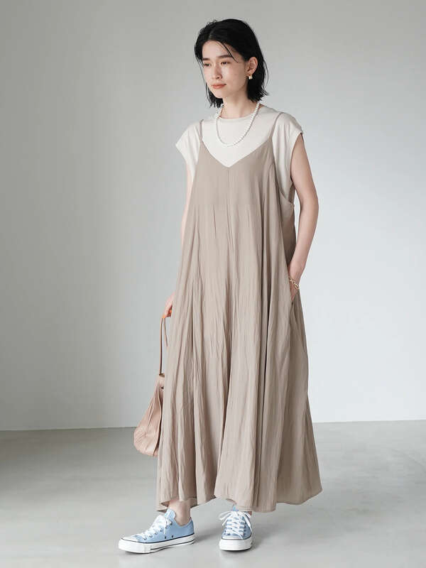 古着 マーメード切り替えフレアキャミワンピース モカ ネイビー ドット American Holic アメリカンホリック のレディースワンピース Ha16l0h0600 ファッション通販のstripe Club