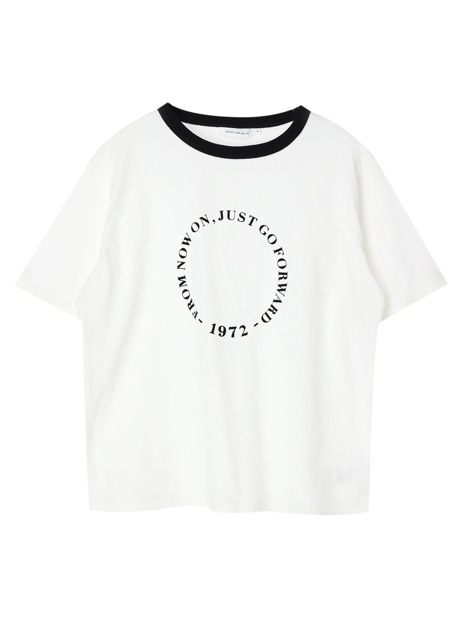 半袖フロッキーロゴカットプルオーバー（オフホワイト/ブラック） / AMERICAN HOLIC（アメリカンホリック）のレディースTシャツ【HA23L1C2630】｜ファッション通販のSTRIPE  CLUB