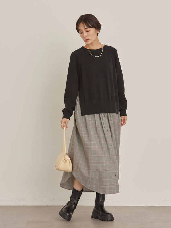 ドッキングニットシャツワンピース 杢グレー ブラック ネイビー American Holic アメリカンホリック のレディースワンピース Ha23l2h0100 ファッション通販のstripe Club