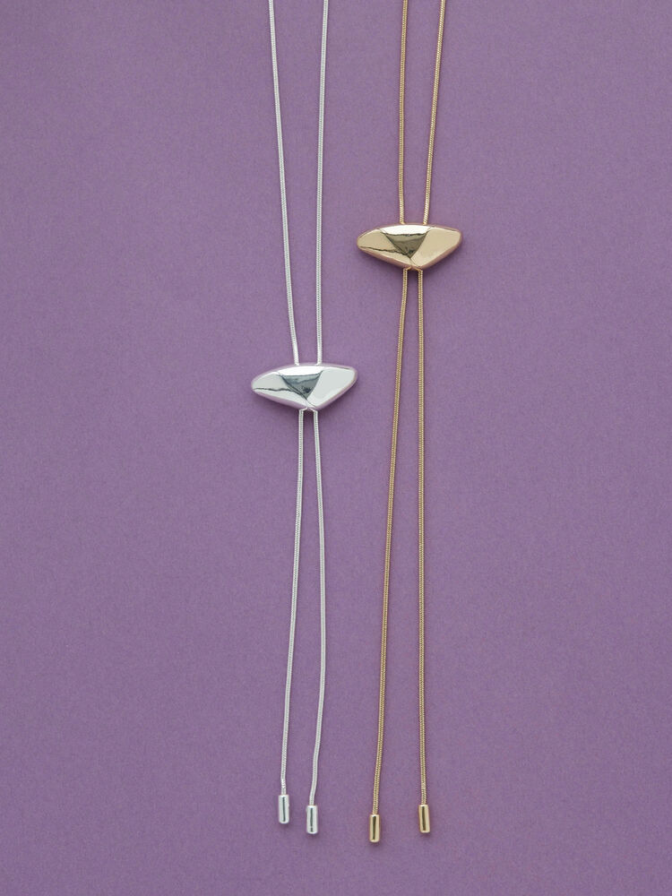 【アウトレット】ぷっくりメタルループタイ（シルバー/ゴールド） / AMERICAN HOLIC（アメリカンホリック）のレディースネックレス