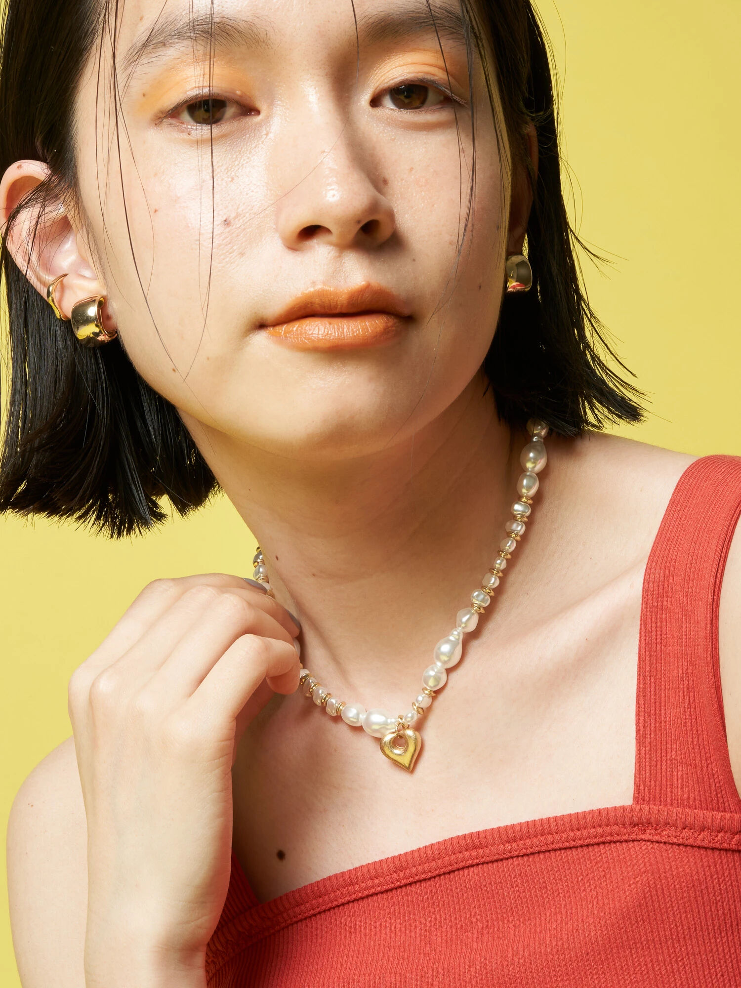 【WEB限定】ハートトップコンビパールネックレス(シルバー ...