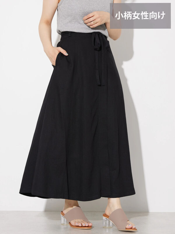 WEB限定・小柄女性向け】リネンブレンドIラインスカート（ブラック
