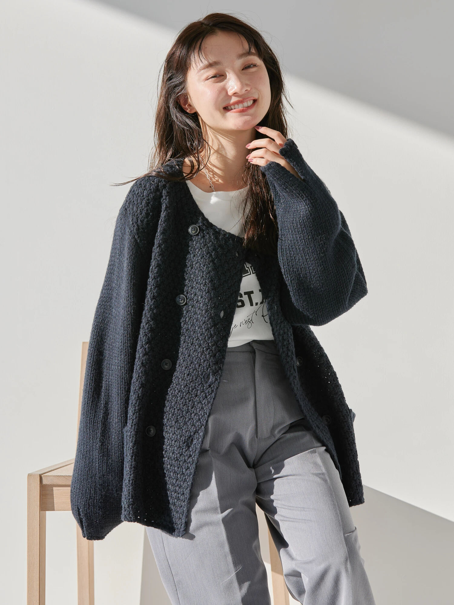 ZARA 11-12歳 152cm 紺 厚手ニットジャケット - フォーマル・ドレス