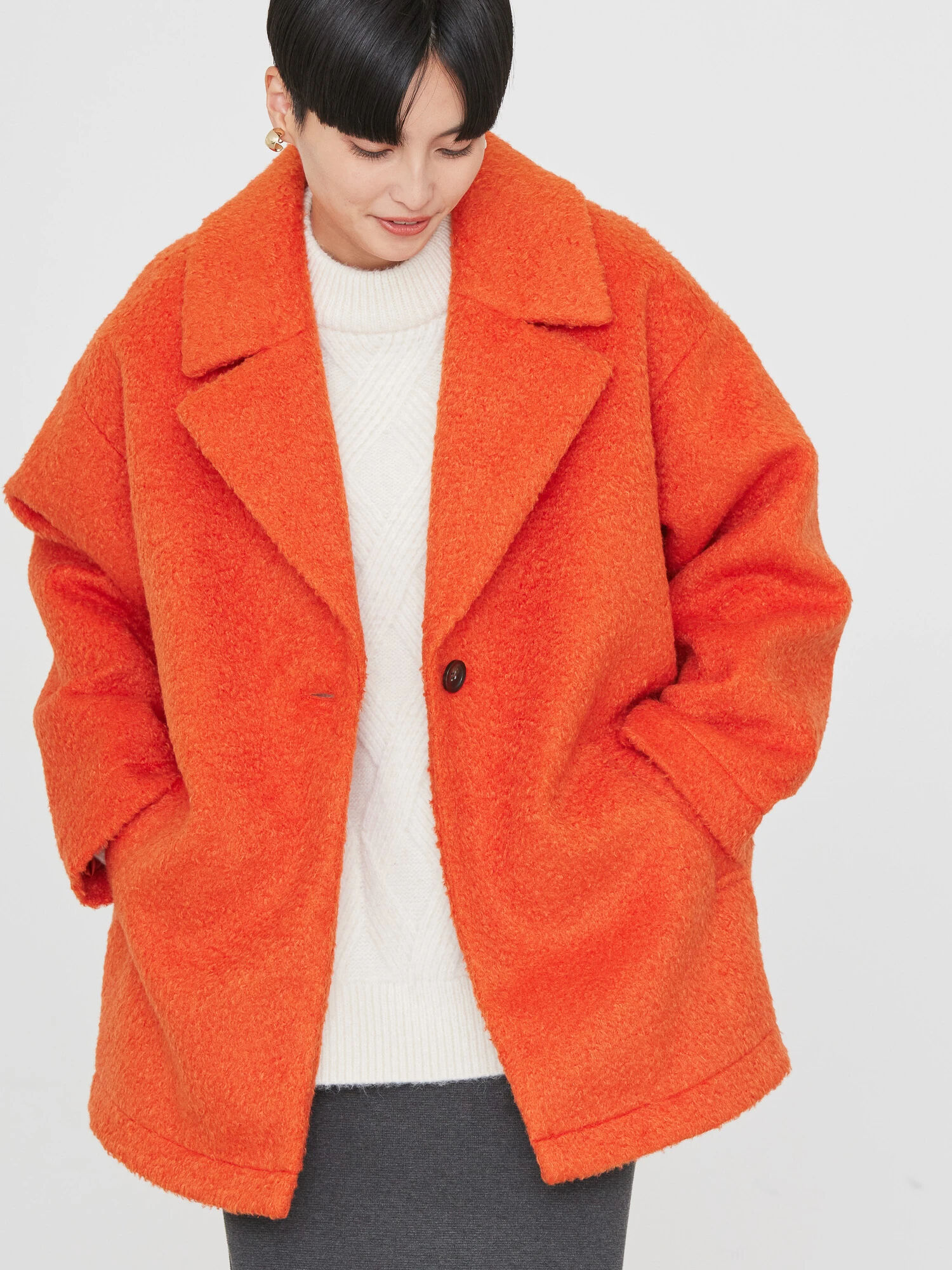シングル コート ウール コーラルオレンジ45cm袖丈