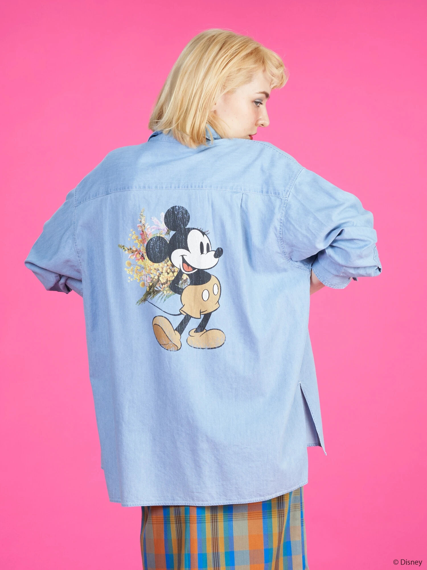 Flowerデニムシャツ/Mickey（インディゴ/ライトインディゴ） / Disney ...