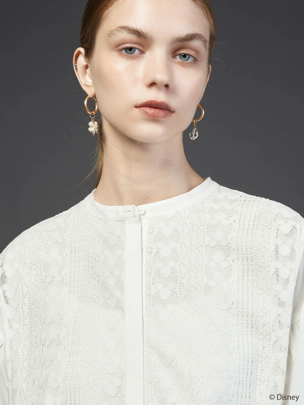 レースブザム付きブラウス Mickey ホワイト ブラック Disney Collection By American Holic ディズニーコレクション バイ アメリカンホリック のレディースシャツ ブラウス Hx23l0a00 ファッション通販のstripe Club