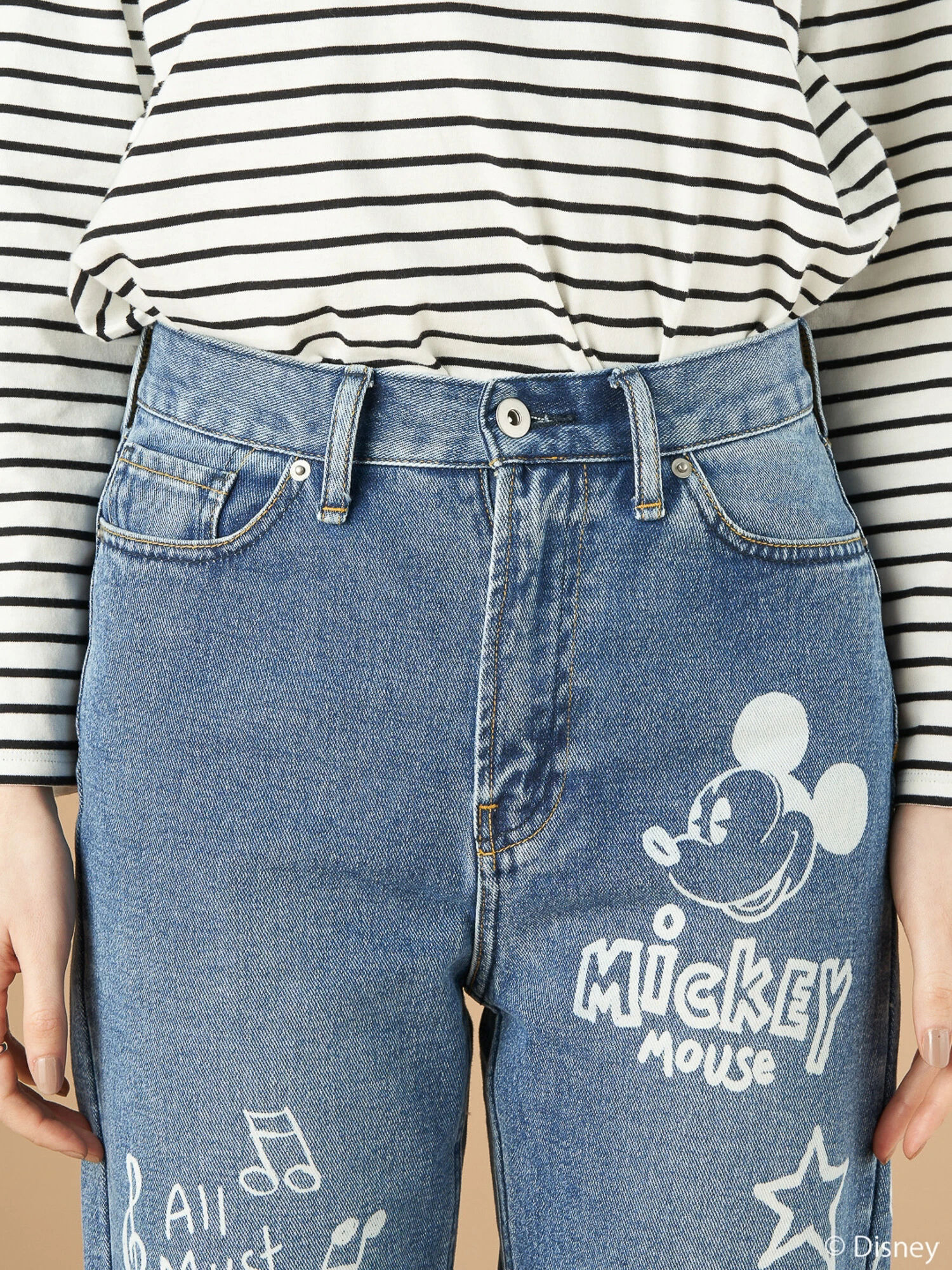 Mickey/プリントデニムパンツ