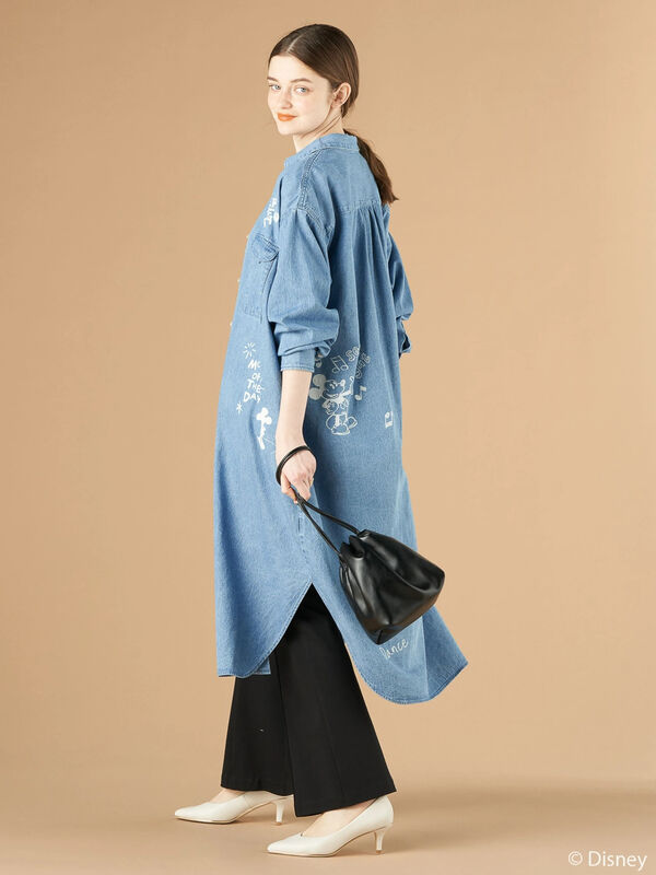 Americana】LightBlue indigo シャツワンピース-