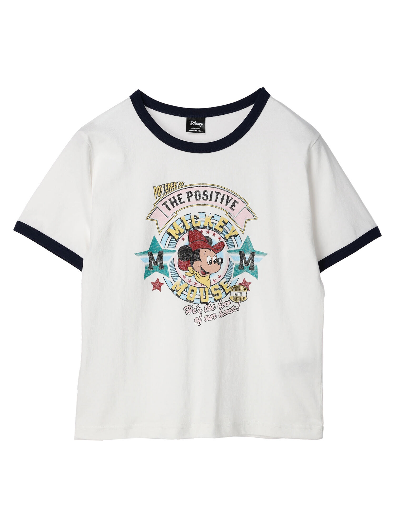 リンガーTシャツ/Mickey（レッド/ネイビー） / Disney collection by 