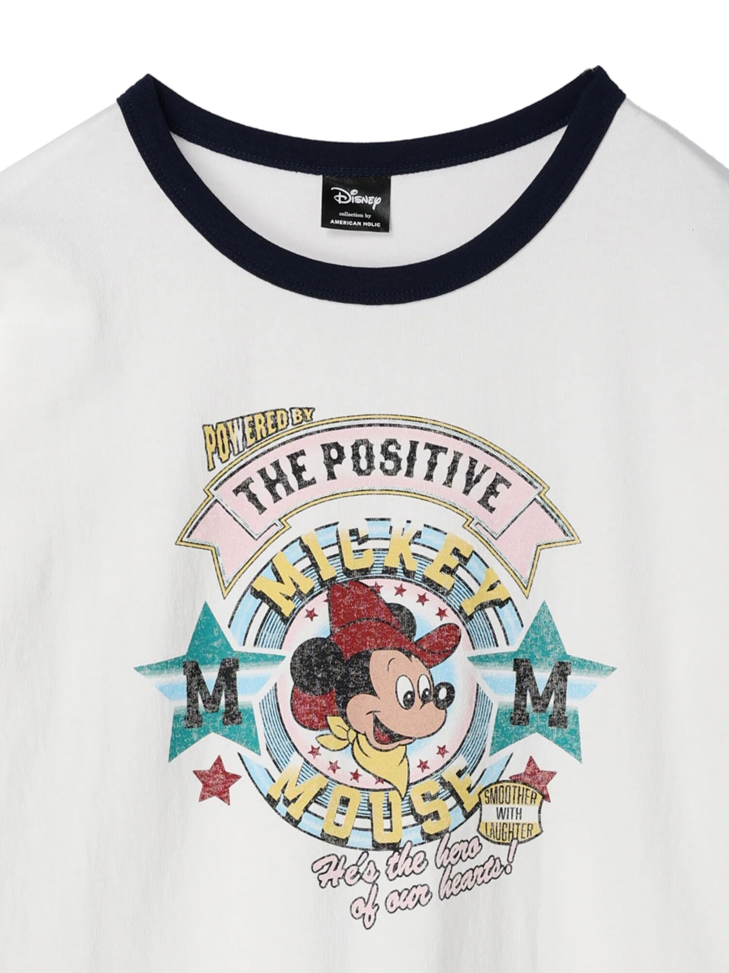 リンガーTシャツ/Mickey（レッド/ネイビー） / Disney collection by