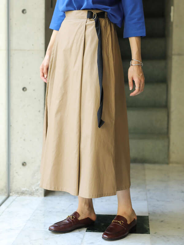 アウトレット 配色ベルト付きスカート ベージュ カーキ Koe コエ のレディーススカート Ka93l0l1400 ファッション通販のstripe Club