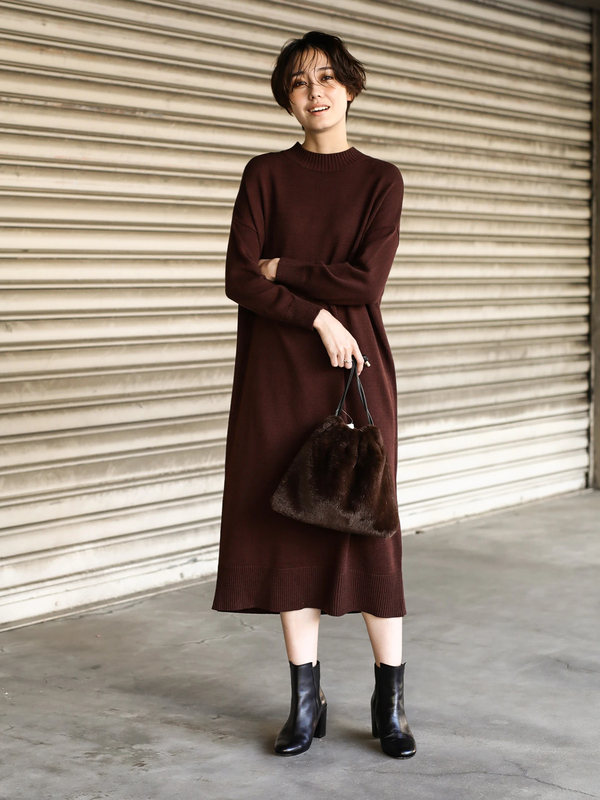 天竺ロングニットワンピース ブラック グレーベージュ ブラウン キャメル Koe コエ のレディースワンピース Ka94l2h0240 ファッション通販のstripe Club