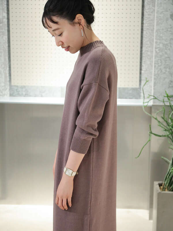 天竺ロングニットワンピース ブラック グレーベージュ ブラウン キャメル Koe コエ のレディースワンピース Ka94l2h0240 ファッション通販のstripe Club