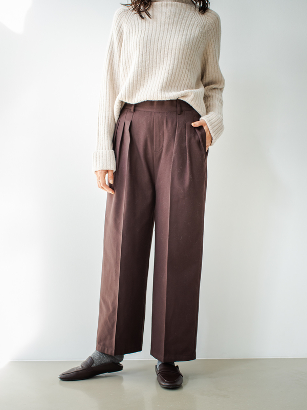 アウトレット 起毛タックワイドパンツ ベージュ ダークブラウン Koe コエ のレディースパンツ Ka97l0f0100 ファッション通販のstripe Club アウトレット 起毛タックワイドパンツ ベージュ ダークブラウン Koe コエ のレディースパンツ Ka97l0f0100 ファッション通販のstripe Club