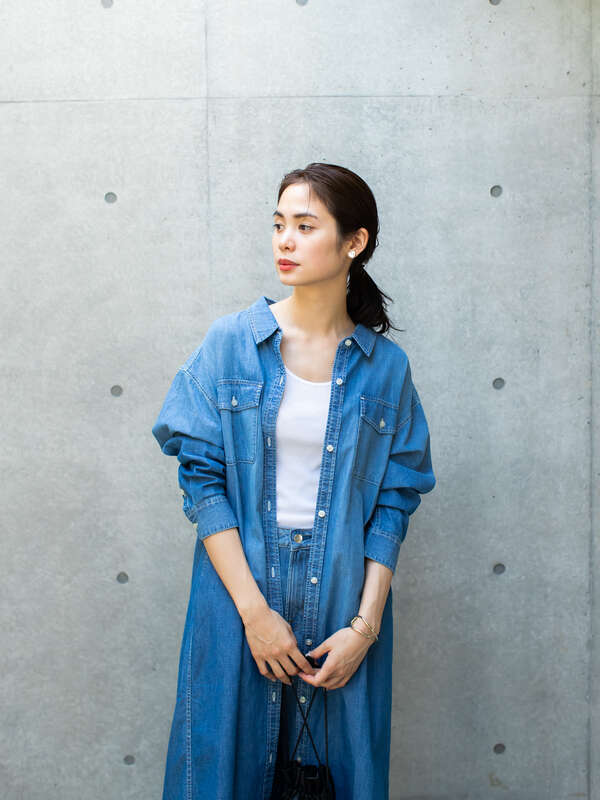 アウトレット Cotton Usaデニムシャツワンピース サックスブルー ミディアムインディゴ Koe コエ のレディースワンピース Ka01l0h00 ファッション通販のstripe Club