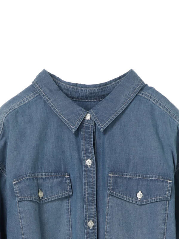 アウトレット Cotton Usaデニムシャツワンピース サックスブルー ミディアムインディゴ Koe コエ のレディースワンピース Ka01l0h00 ファッション通販のstripe Club