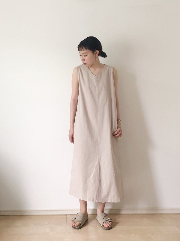 前スリットリネンノースリーブワンピース ブラック ベージュ オレンジ グリーン Koe コエ のレディースワンピース Ka06l0h00 ファッション通販のstripe Club