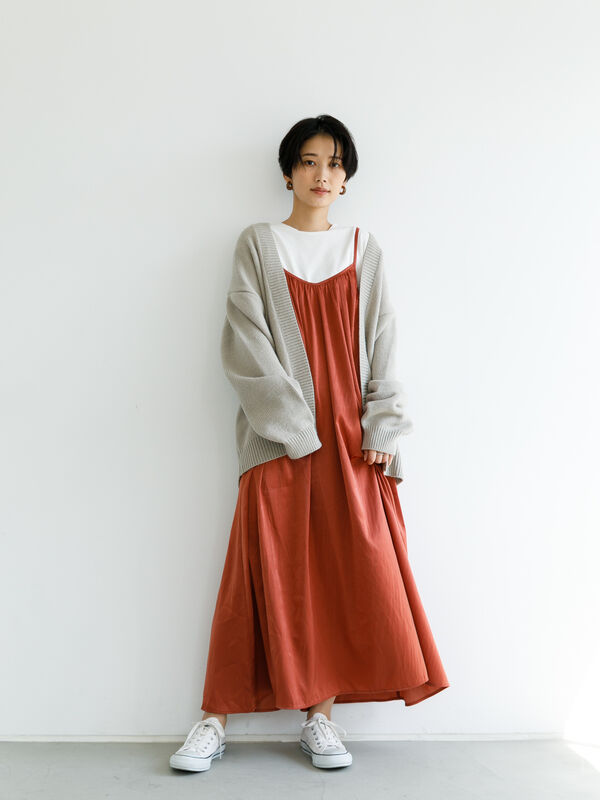 アウトレット サテンギャザーキャミワンピース ブリックレッド ディープパープル Koe コエ のレディースワンピース Ka03l0h0300 ファッション通販のstripe Club