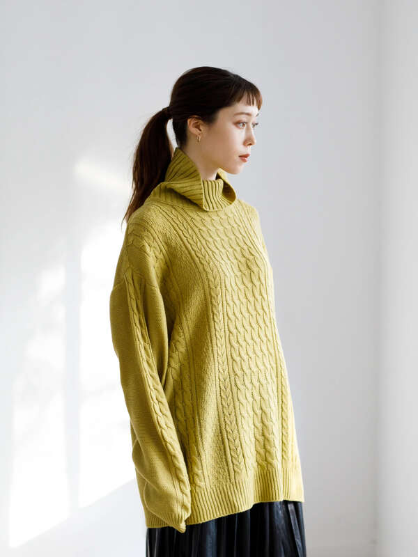 アウトレット タートルネックケーブルニット オフホワイト ブラック ブラウン レモンイエロー ミント ブルー Koe コエ のレディースニット セーター Ka07g2c00 ファッション通販のstripe Club