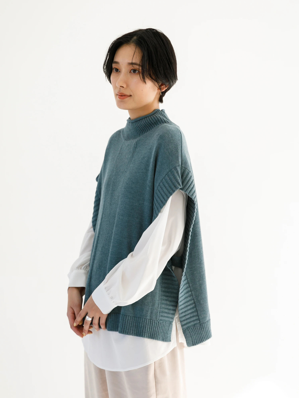 Setニットベスト シャツ オフホワイト ライトグレー ライトベージュ グリーン パープル Koe コエ のレディースニット セーター Kp11l2c0300 ファッション通販のstripe Club