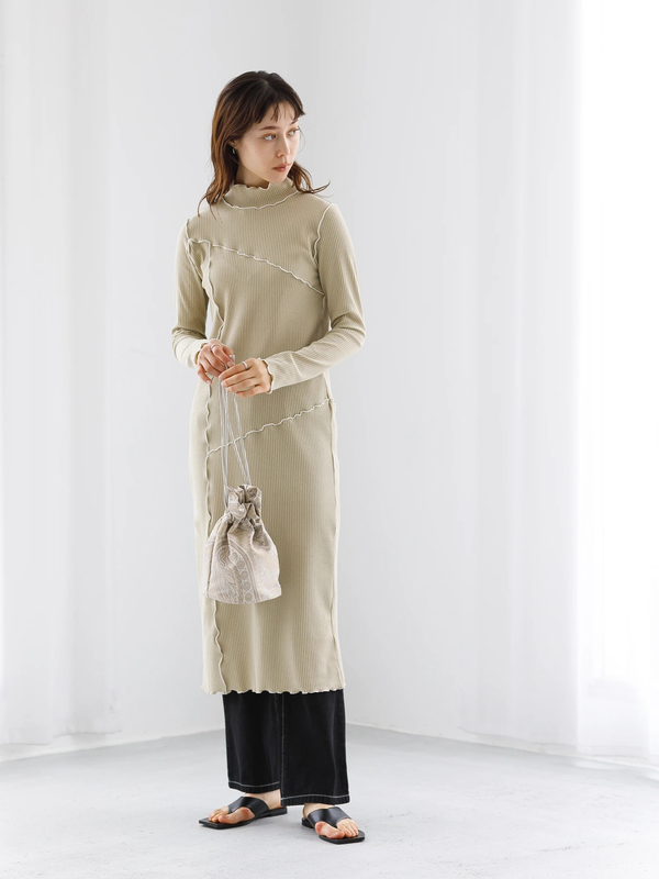 アウトレット リブメローワンピース ライトベージュ イエロー Koe コエ のレディースワンピース Ka11l1h00 ファッション通販のstripe Club