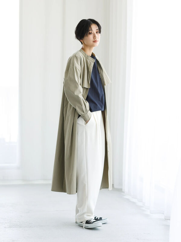 バンドカラーシャツ羽織 ベージュ カーキ Koe コエ のレディースジャケット Kp11l0y0700 ファッション通販のstripe Club