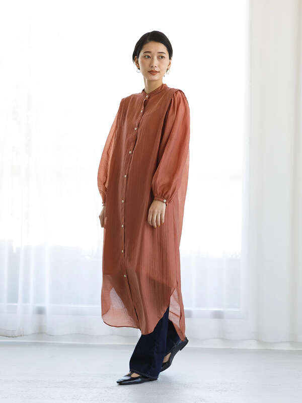 Web限定 インナー付シアーロングシャツワンピース オレンジ ミント ブルー Koe コエ のレディースワンピース Kh11l0h00 ファッション通販のstripe Club