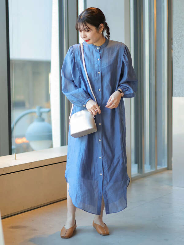 Web限定 インナー付シアーロングシャツワンピース オレンジ ミント ブルー Koe コエ のレディースワンピース Kh11l0h00 ファッション通販のstripe Club