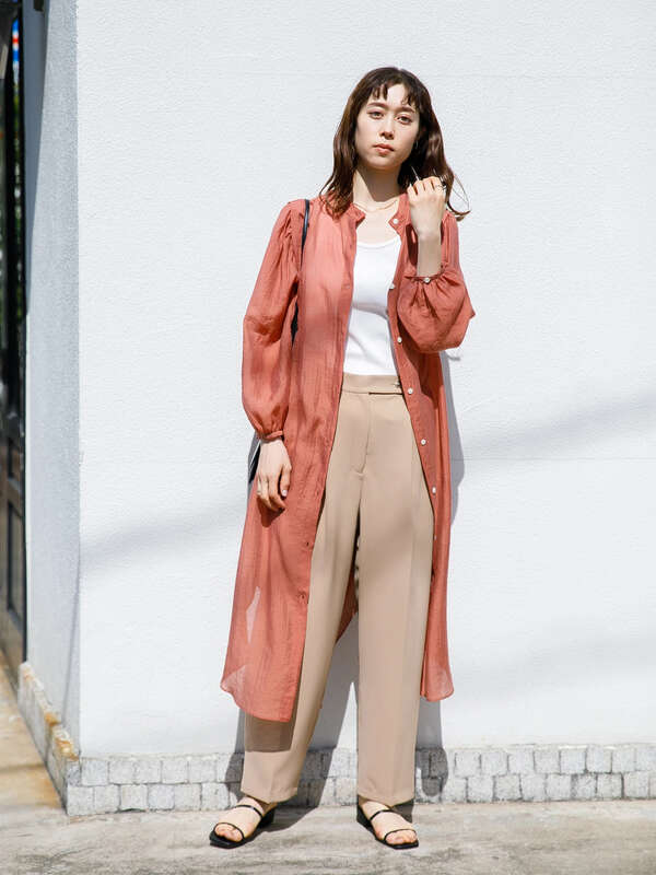 Web限定 インナー付シアーロングシャツワンピース オレンジ ミント ブルー Koe コエ のレディースワンピース Kh11l0h00 ファッション通販のstripe Club