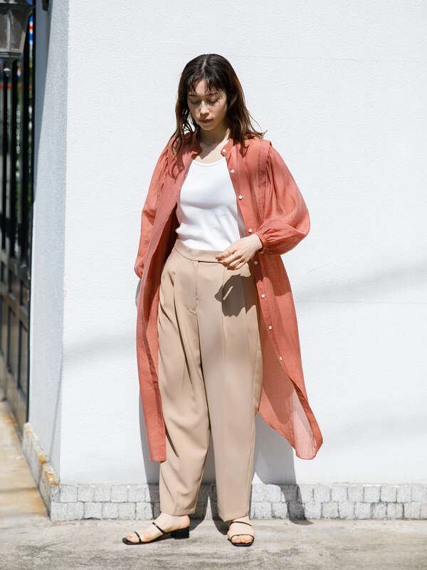 Web限定 インナー付シアーロングシャツワンピース オレンジ ミント ブルー Koe コエ のレディースワンピース Kh11l0h00 ファッション通販のstripe Club