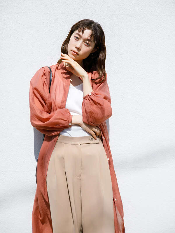 Web限定 インナー付シアーロングシャツワンピース オレンジ ミント ブルー Koe コエ のレディースワンピース Kh11l0h00 ファッション通販のstripe Club