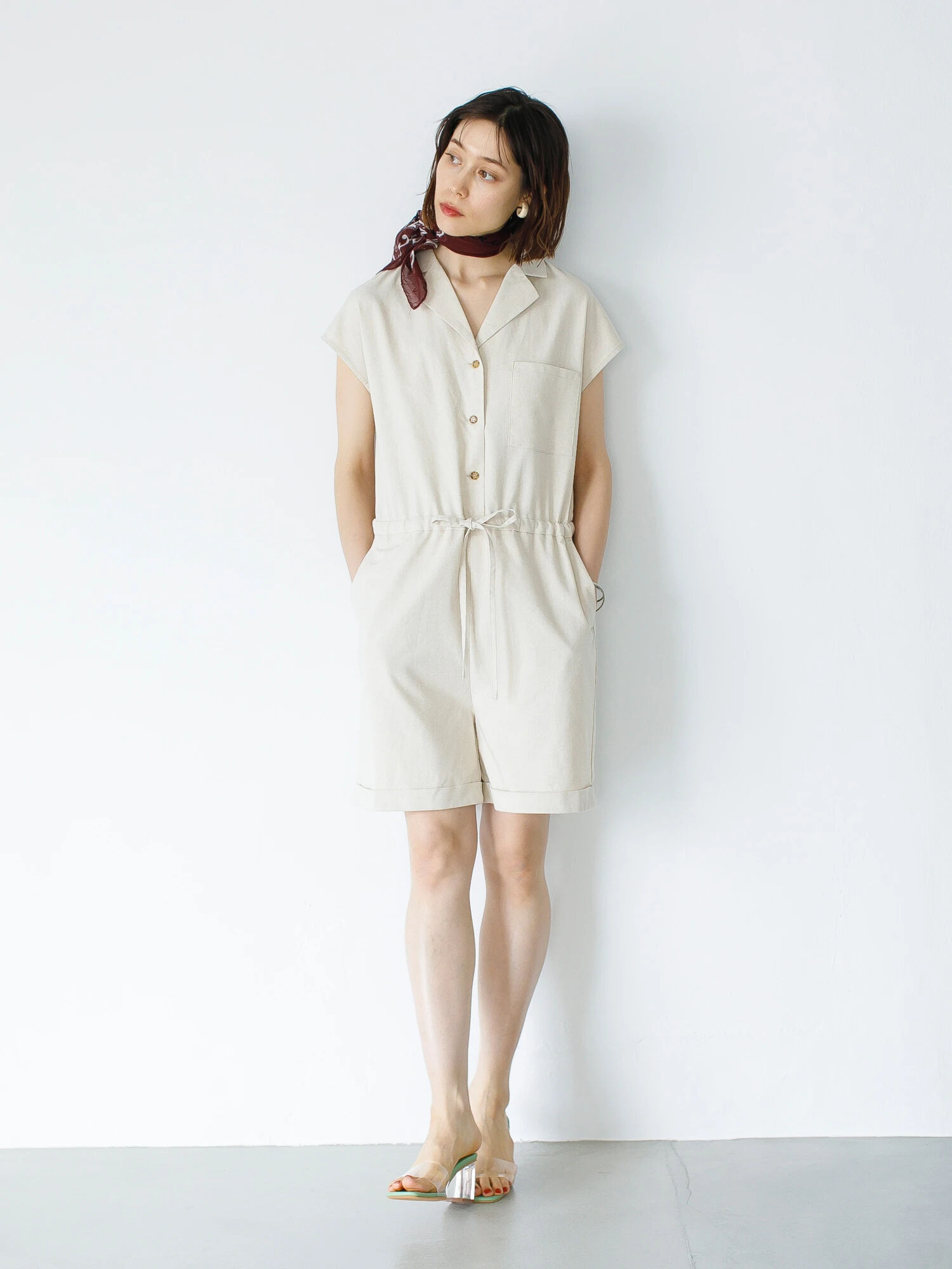 pinue ショート丈オールインワン pinue ショート丈オールインワン