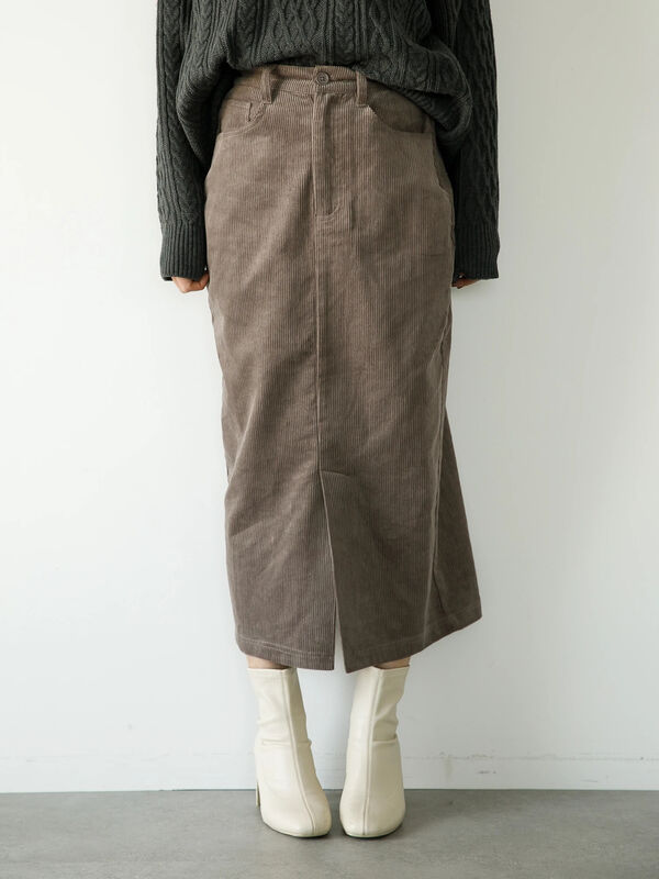 コーデュロイタイトスカート（オフホワイト/グレー/ブラック/キャメル 