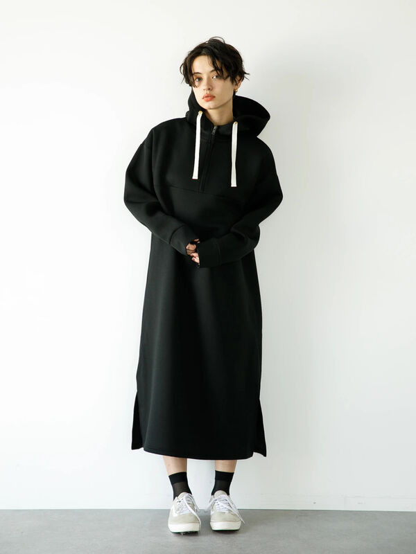 ライトダンボールパーカーワンピース ブラック ライトベージュ Koe コエ のレディースワンピース Kp14l1h0100 ファッション通販のstripe Club